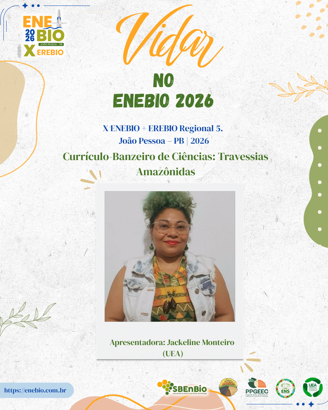 Card da comunicação oral de Jackeline Monteiro no X ENEBIO
